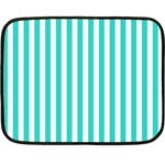 Vertical Stripes - White and Turquoise Double Sided Fleece Blanket (Mini)