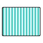 Vertical Stripes - White and Turquoise Fleece Blanket (Small) (One Side)