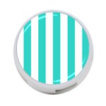 Vertical Stripes - White and Turquoise 4-Port USB Hub (One Side)