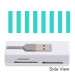 Vertical Stripes - White and Turquoise Memory Card Reader (Stick)