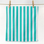 Vertical Stripes - White and Turquoise Face Towel