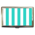 Vertical Stripes - White and Turquoise Cigarette Money Case