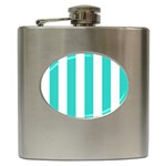 Vertical Stripes - White and Turquoise Hip Flask (6 oz)