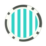 Vertical Stripes - White and Turquoise Poker Chip Card Guard