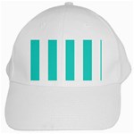 Vertical Stripes - White and Turquoise White Cap