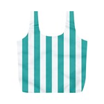 Vertical Stripes - White and Verdigris Full Print Recycle Bag (M)