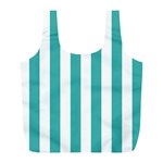 Vertical Stripes - White and Verdigris Full Print Recycle Bag (L)