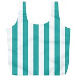 Vertical Stripes - White and Verdigris Full Print Recycle Bag (XL)