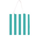 Vertical Stripes - White and Verdigris Grocery Light Tote Bag