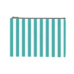 Vertical Stripes - White and Verdigris Cosmetic Bag (L)