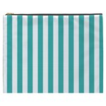 Vertical Stripes - White and Verdigris Cosmetic Bag (XXXL)