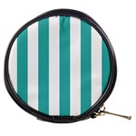 Vertical Stripes - White and Verdigris Mini Makeup Bag