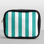 Vertical Stripes - White and Verdigris Mini Toiletries Bag (One Side)