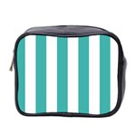 Vertical Stripes - White and Verdigris Mini Toiletries Bag (Two Sides)