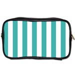 Vertical Stripes - White and Verdigris Toiletries Bag (Two Sides)