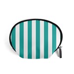 Vertical Stripes - White and Verdigris Accessory Pouch (Small)