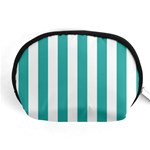 Vertical Stripes - White and Verdigris Accessory Pouch (Medium)