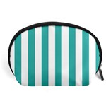 Vertical Stripes - White and Verdigris Accessory Pouch (Large)