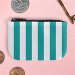 Vertical Stripes - White and Verdigris Mini Coin Purse