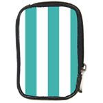 Vertical Stripes - White and Verdigris Compact Camera Leather Case