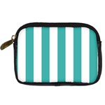 Vertical Stripes - White and Verdigris Digital Camera Leather Case