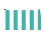 Vertical Stripes - White and Verdigris Pencil Case