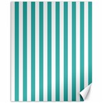 Vertical Stripes - White and Verdigris Canvas 11  x 14 