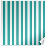 Vertical Stripes - White and Verdigris Canvas 12  x 12 