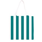 Vertical Stripes - White and Teal Grocery Light Tote Bag