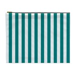 Vertical Stripes - White and Teal Cosmetic Bag (XL)