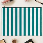 Vertical Stripes - White and Teal Cosmetic Bag (XXXL)