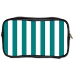 Vertical Stripes - White and Teal Toiletries Bag (Two Sides)