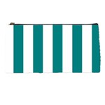 Vertical Stripes - White and Teal Pencil Case