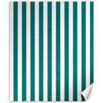 Vertical Stripes - White and Teal Canvas 8  x 10 