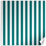 Vertical Stripes - White and Teal Canvas 12  x 12 