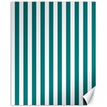 Vertical Stripes - White and Teal Canvas 16  x 20 