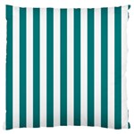 Vertical Stripes - White and Teal Large Cushion Case (One Side)