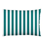 Vertical Stripes - White and Teal Pillow Case (One Side)