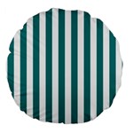 Vertical Stripes - White and Teal Large 18  Premium Round Cushion