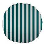 Vertical Stripes - White and Teal Large 18  Premium Flano Round Cushion