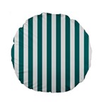 Vertical Stripes - White and Teal Standard 15  Premium Round Cushion