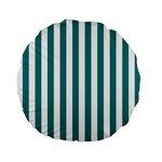 Vertical Stripes - White and Teal Standard 15  Premium Flano Round Cushion