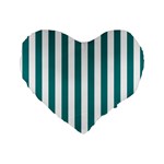 Vertical Stripes - White and Teal Standard 16  Premium Heart Shape Cushion