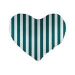 Vertical Stripes - White and Teal Standard 16  Premium Flano Heart Shape Cushion