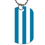 Vertical Stripes - White and Cerulean Dog Tag (One Side)