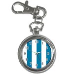 Vertical Stripes - White and Cerulean Key Chain Watch