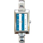 Vertical Stripes - White and Cerulean Rectangle Italian Charm Watch