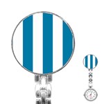 Vertical Stripes - White and Cerulean Stainless Steel Nurses Watch