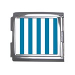 Vertical Stripes - White and Cerulean Mega Link Italian Charm (18mm)