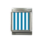 Vertical Stripes - White and Cerulean Italian Charm (13mm)